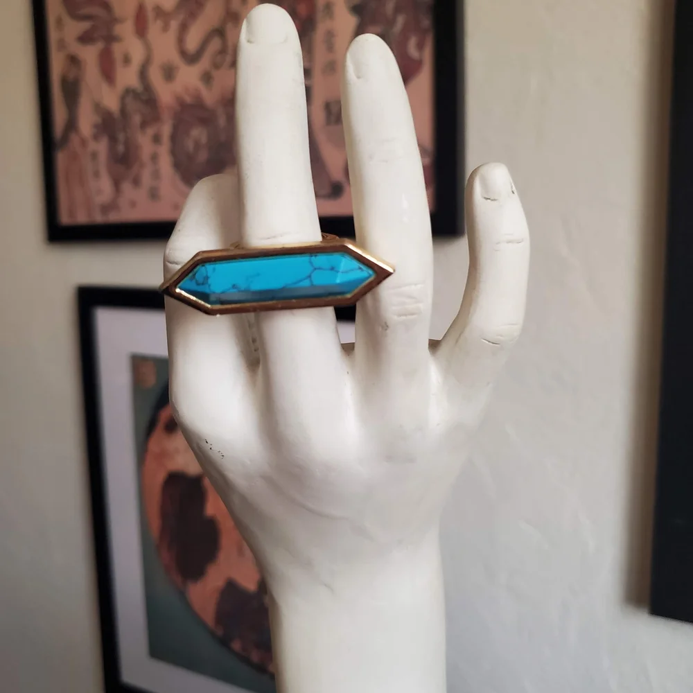 CC Skye Turquoise and Gold Statement Ring